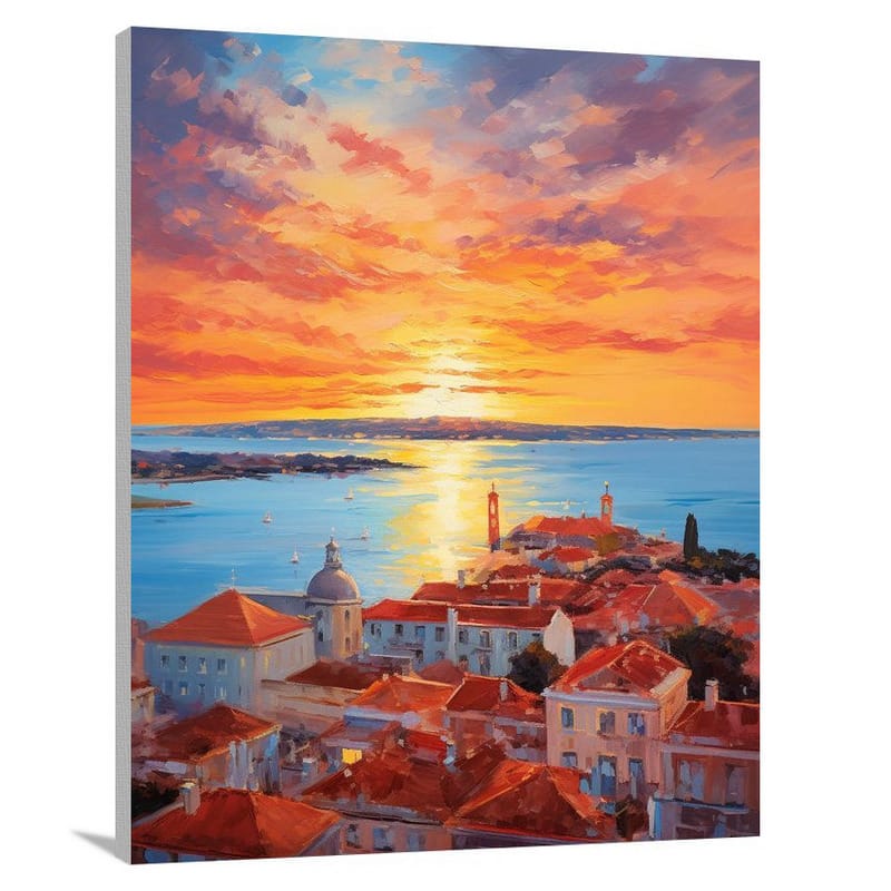 Lisbon's Sunset Glow - Canvas Print
