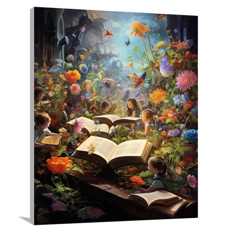 Literature Blooms: A Garden of Knowledge - Canvas Print