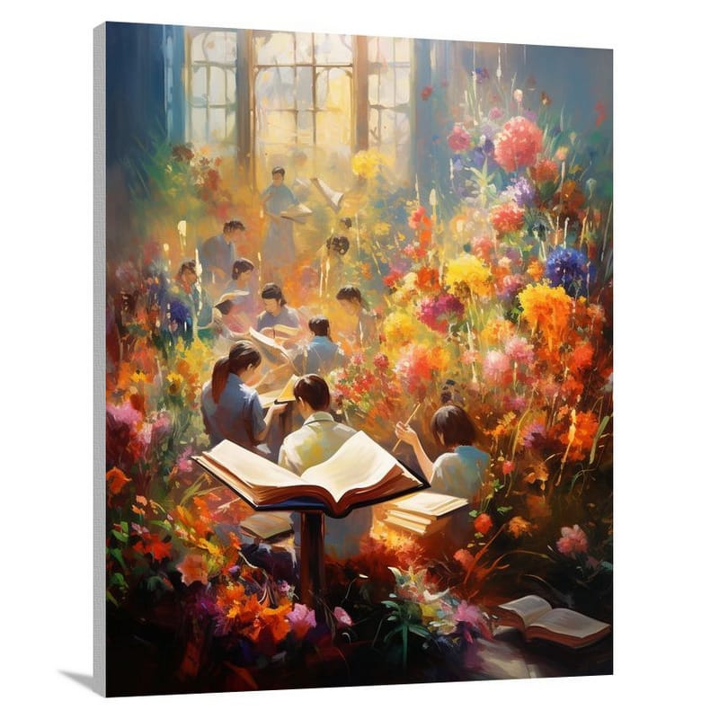 Literature Blooms: A Garden of Knowledge - Contemporary Art - Canvas Print