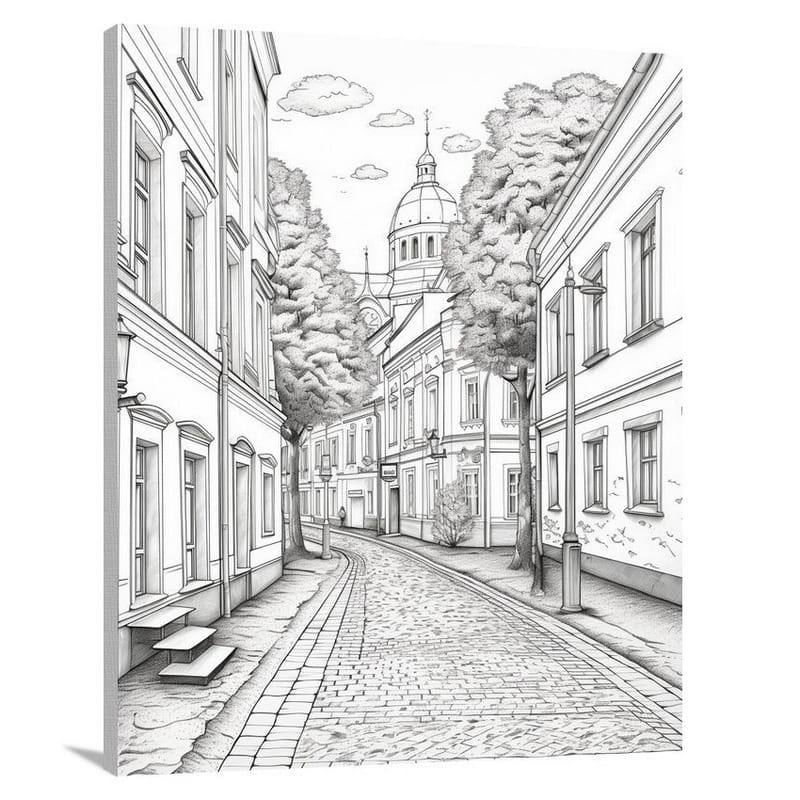Lithuanian Tales: Vibrant Streets of Vilnius - Canvas Print