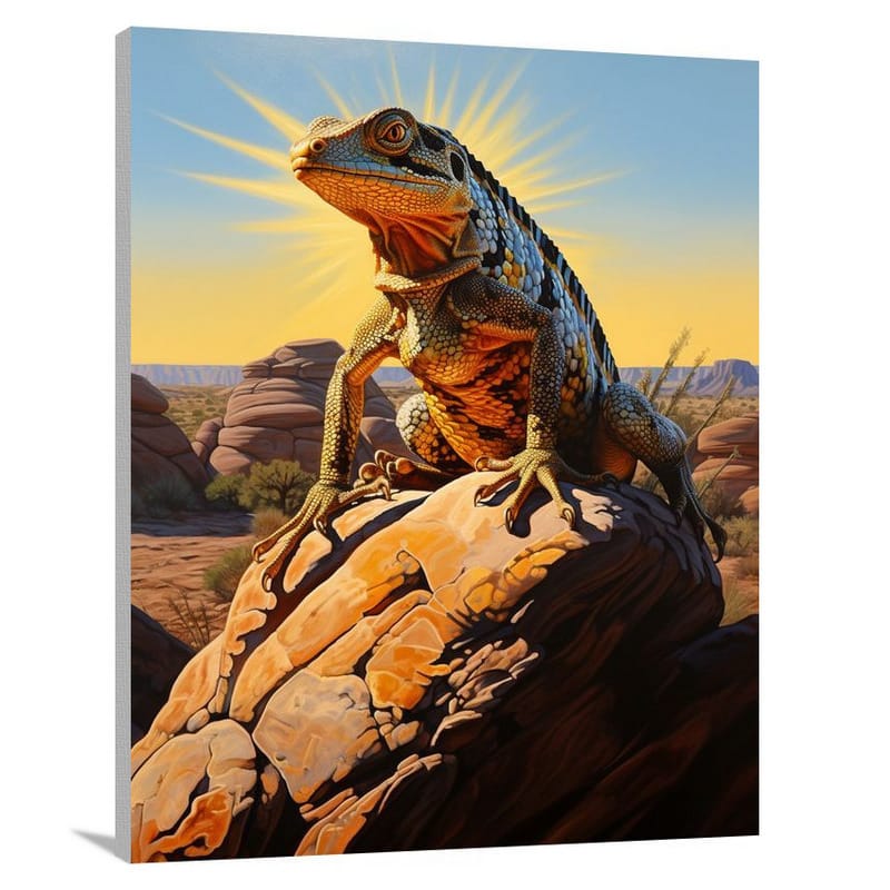 Lizard's Golden Reflection - Canvas Print