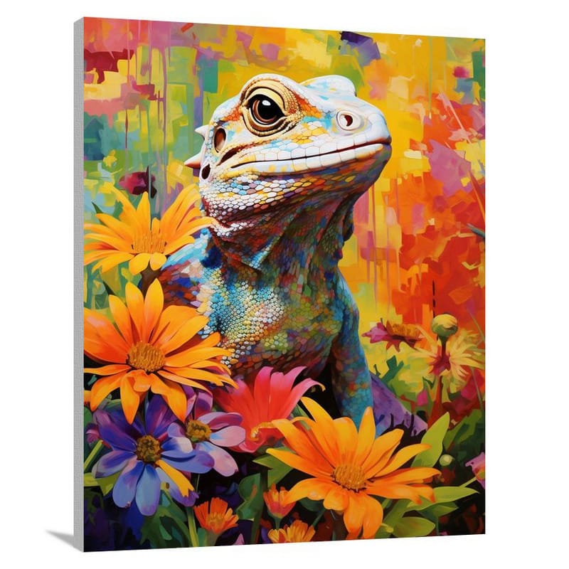 Lizard's Wildflower Journey - Canvas Print