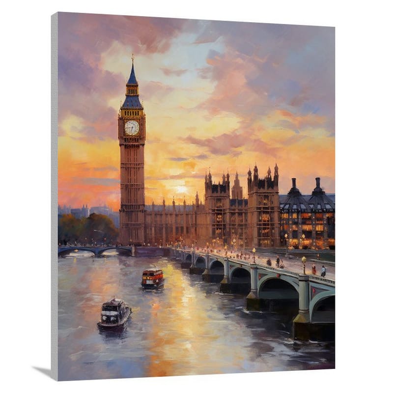 London Skylines: Majestic Twilight - Impressionist - Canvas Print