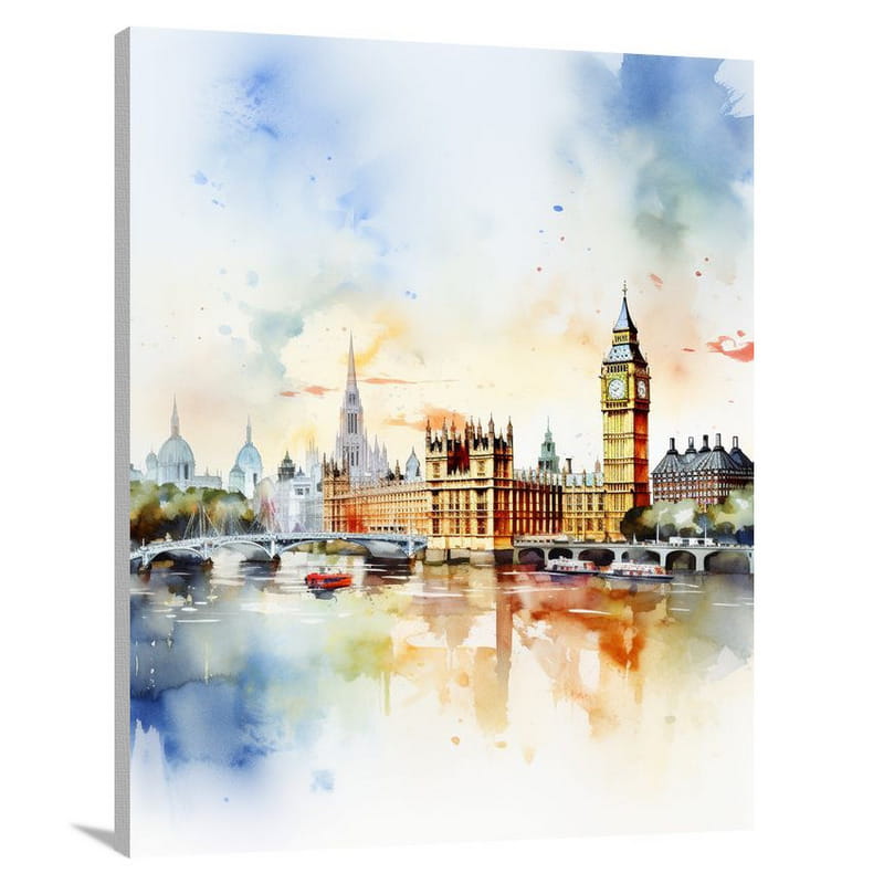 London Skylines: Whispers of History - Watercolor - Canvas Print