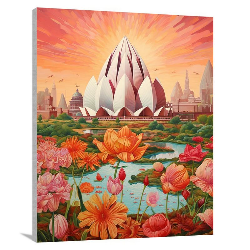 Lotus Temple: Peace in New Delhi - Canvas Print