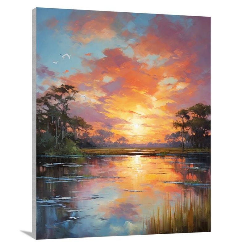 Louisiana Bayou Sunset - Canvas Print