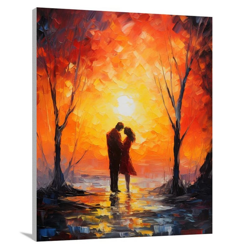 Love's Fiery Embrace - Canvas Print