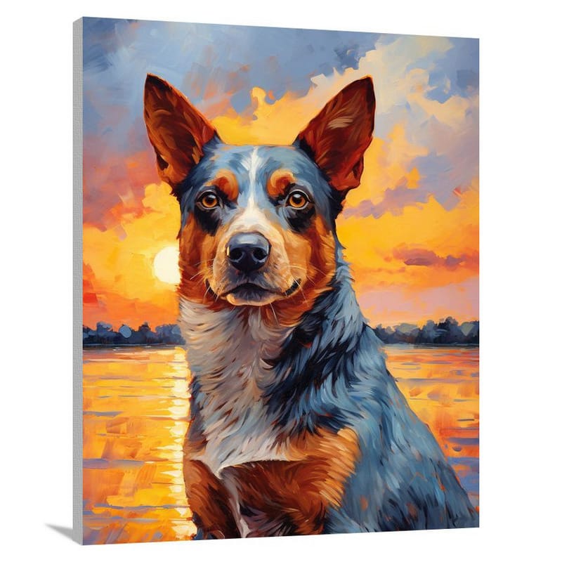 Loyal Gaze: Australian Cattle Dog - Impressionist - Canvas Print