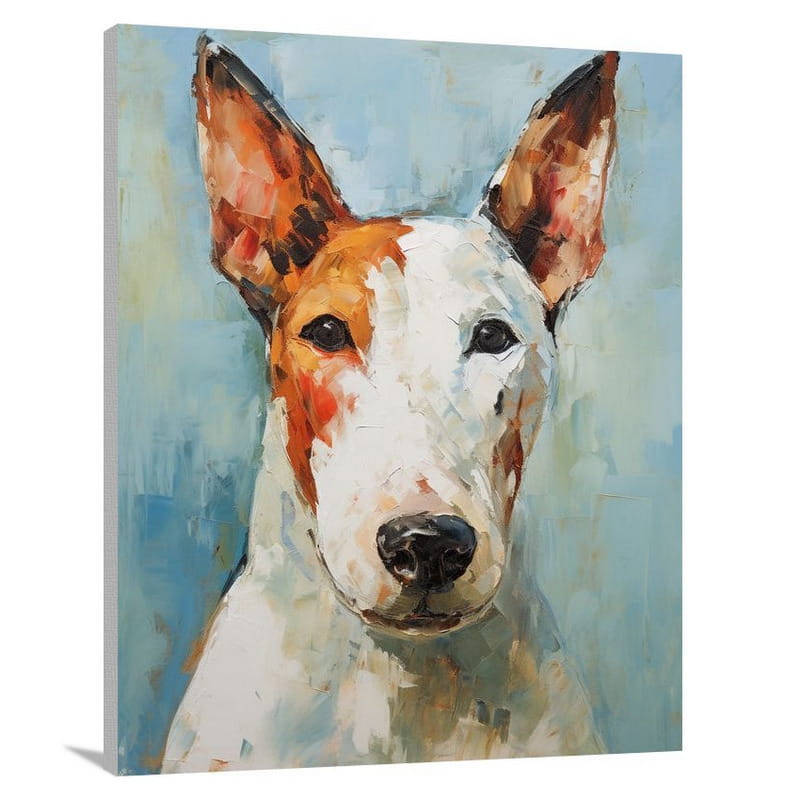 Loyal Gaze: Bull Terrier's Essence - Impressionist - Canvas Print