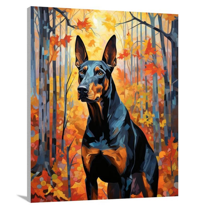 Loyal Guardian: Doberman Pinscher in Autumn - Canvas Print