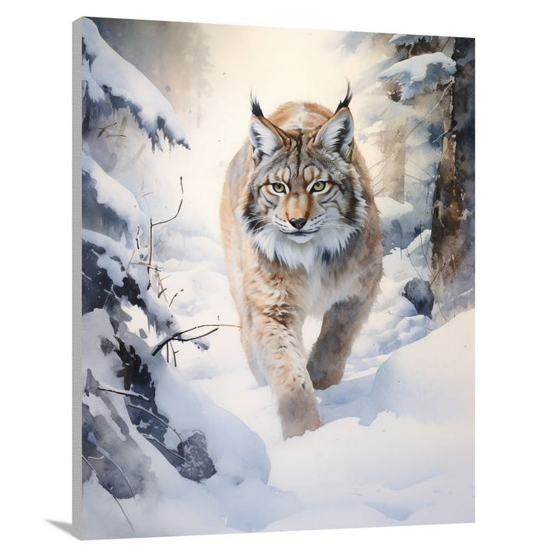 Lynx's Gaze - Watercolor - Canvas Print