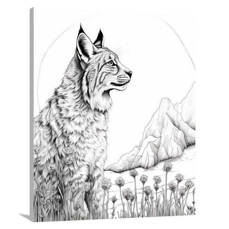 Lynx's Moonlit Whispers - Canvas Print