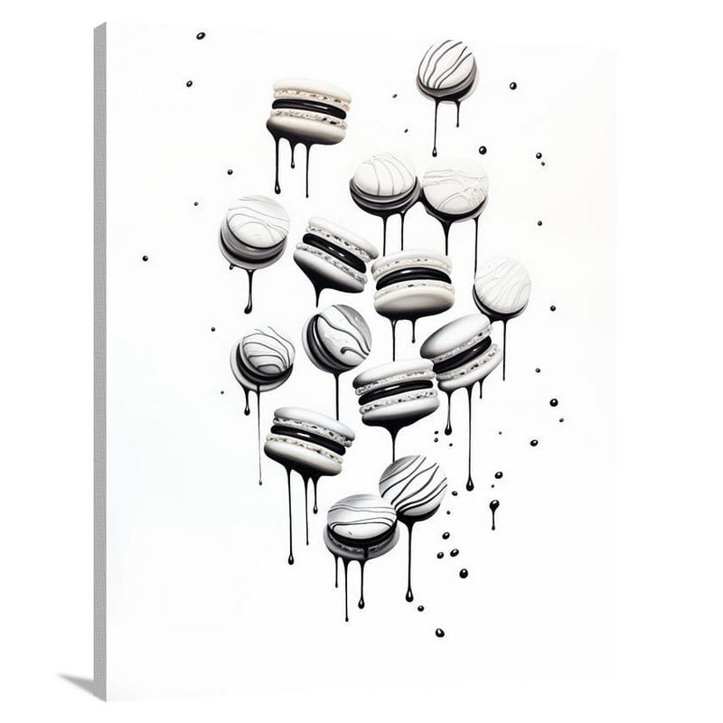Macaron Delights - Black And White - Canvas Print