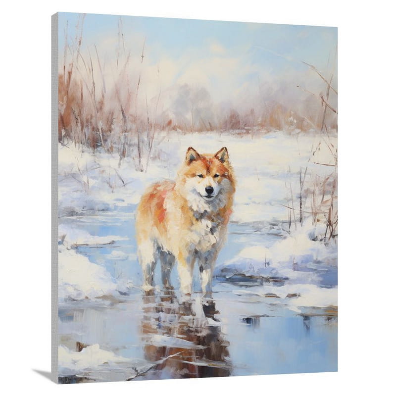 Majestic Akita in Snowscape - Canvas Print