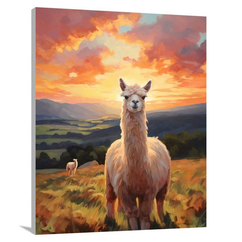 Majestic Alpaca at Sunset - Canvas Print