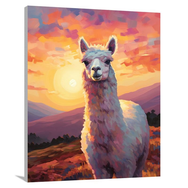 Majestic Alpaca at Sunset - Impressionist - Canvas Print