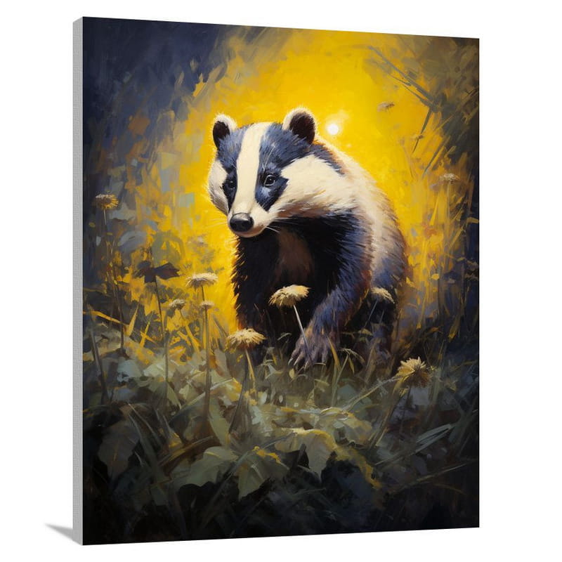 Majestic Badger in Bloom - Canvas Print