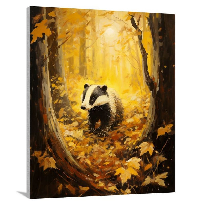 Majestic Badger: Moonlit Serenity - Canvas Print