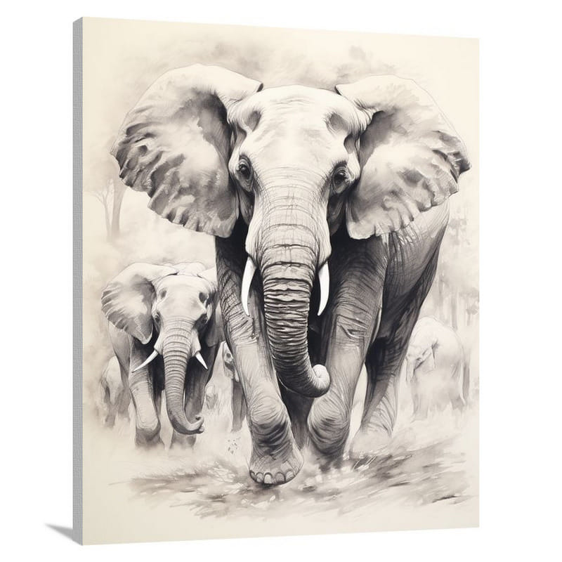 Majestic Bond: Elephant's Legacy - Canvas Print