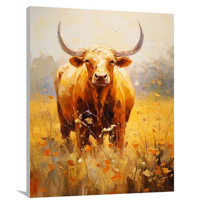 Majestic Bull in Blooms - Canvas Print