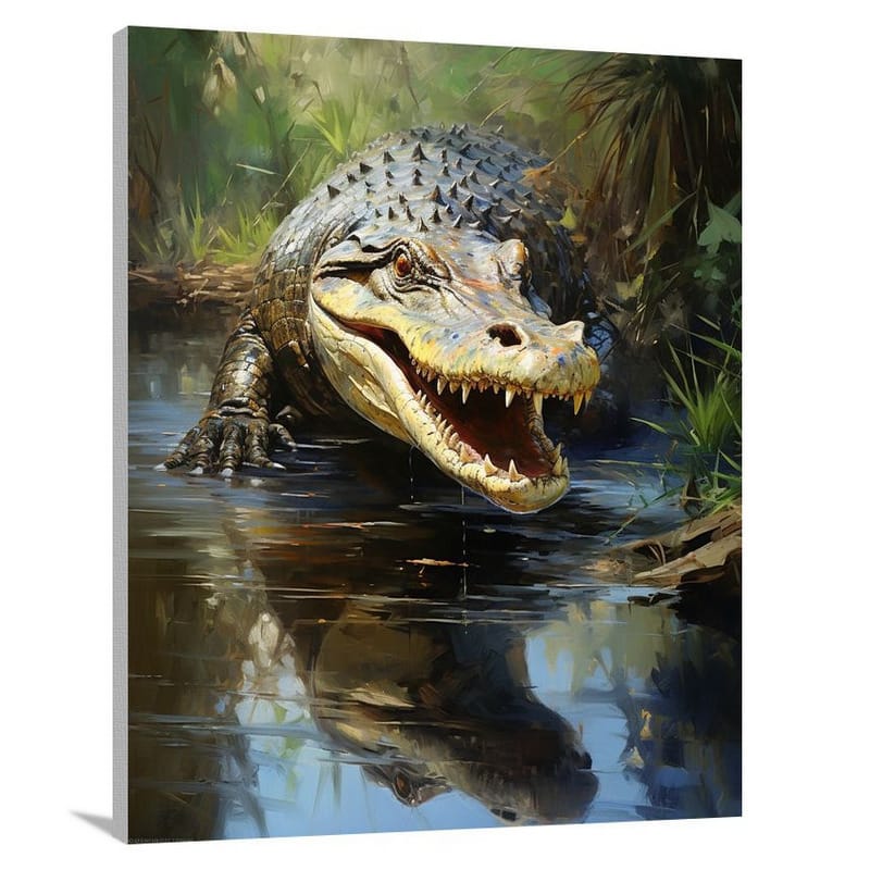 Majestic Crocodile: A Wildlife Encounter - Impressionist - Canvas Print