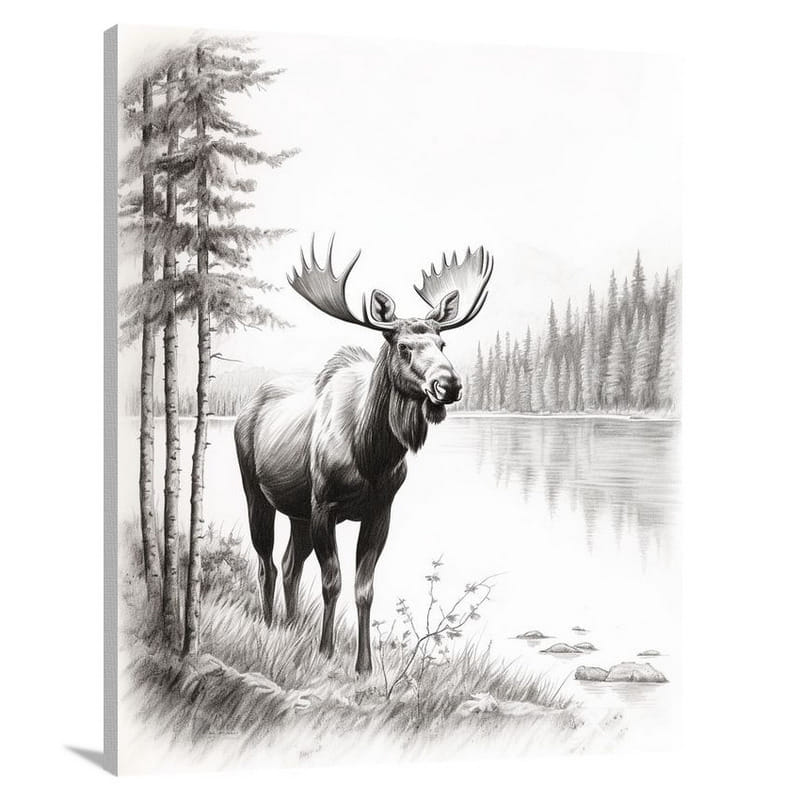 Majestic Encounter: Moose in the Wild - Canvas Print