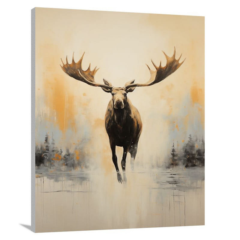 Majestic Encounter: Moose in the Wild - Minimalist - Canvas Print
