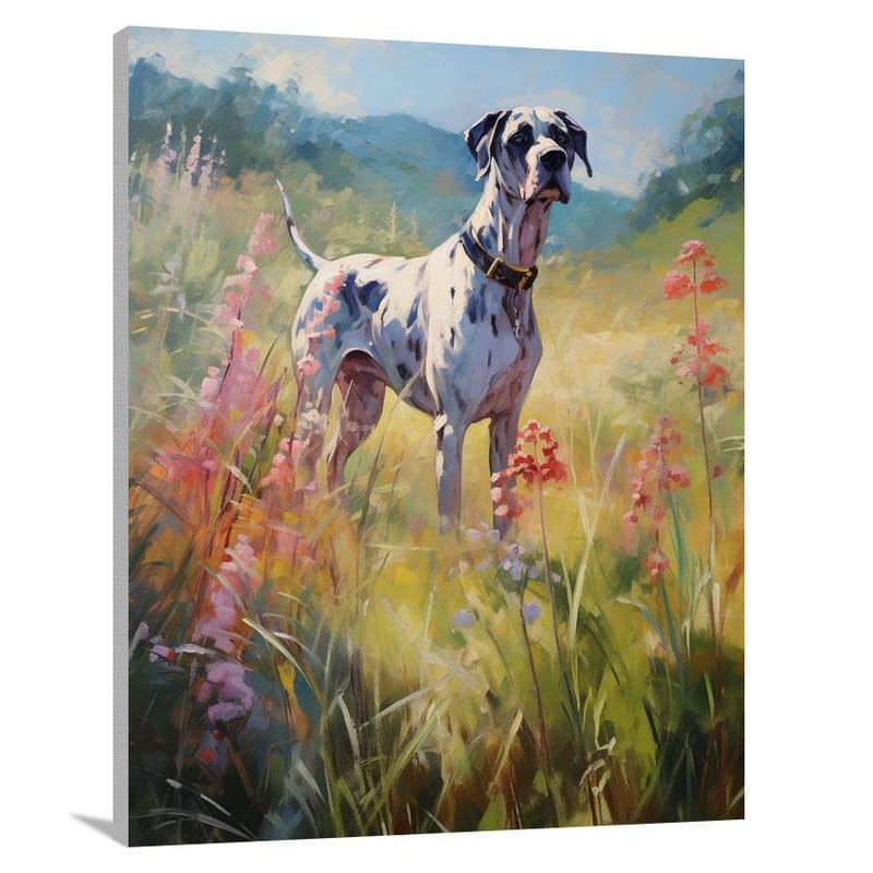 Majestic Great Dane in Bloom - Impressionist - Canvas Print