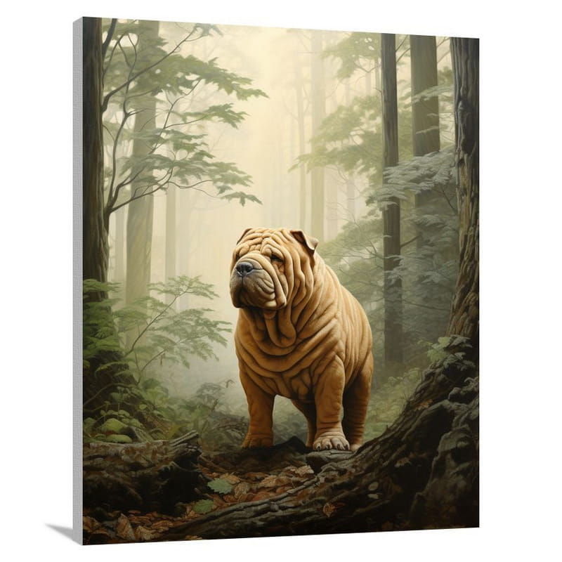 Majestic Guardian: Shar-Pei in the Mist - Canvas Print