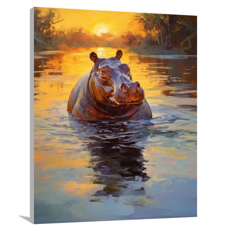 Majestic Hippopotamus - Impressionist - Canvas Print