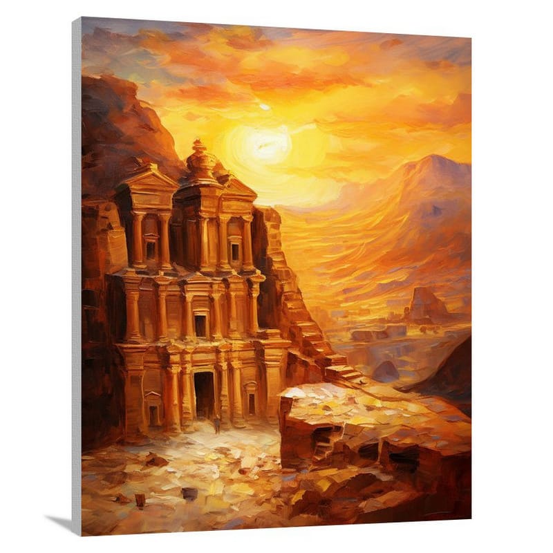Majestic Jordan: Sunset at Petra - Impressionist - Canvas Print