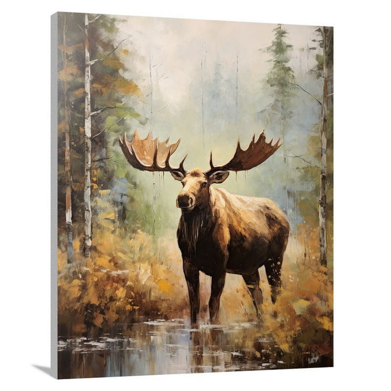 Majestic Moose: A Serene Forest Symphony. - Canvas Print