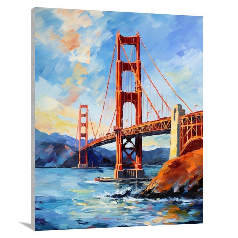 Majestic Reflections: Golden Gate Bridge - Impressionist - Canvas Print