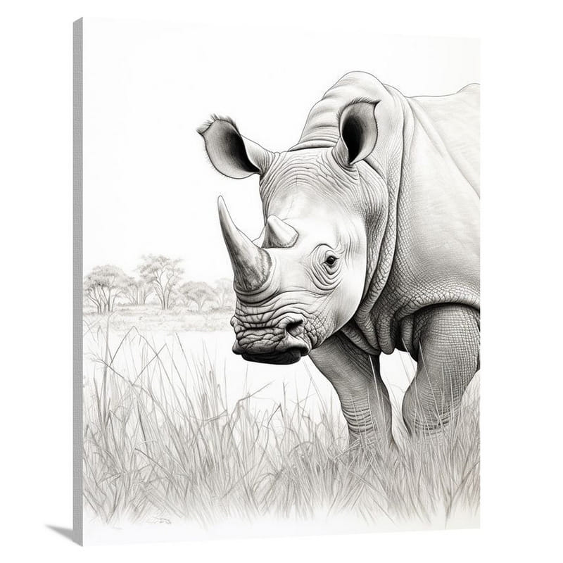 Majestic Rhinoceros: Serene Savannah - Canvas Print