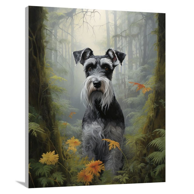 Majestic Schnauzer in Enchanted Forest - Canvas Print