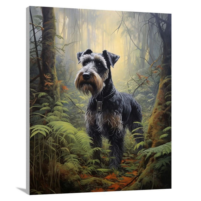 Majestic Schnauzer in Enchanted Forest - Contemporary Art - Canvas Print