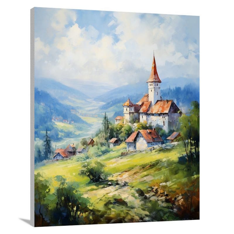 Majestic Slovakia: Rolling Hills and Tower - Canvas Print