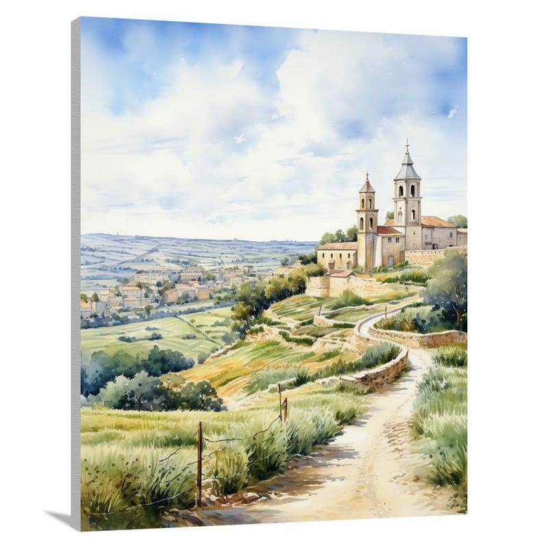 Malta's Serene Countryside - Watercolor - Canvas Print