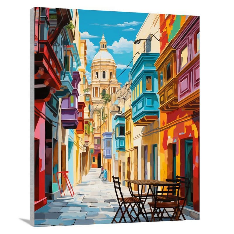 Malta's Vibrant Balconies - Canvas Print