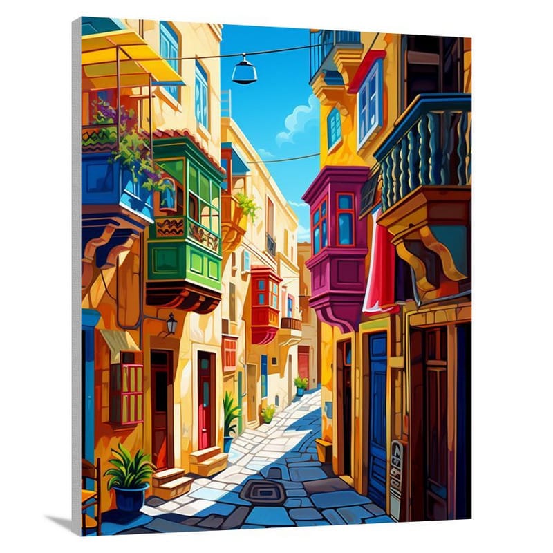 Malta's Vibrant Balconies - Pop Art - Canvas Print