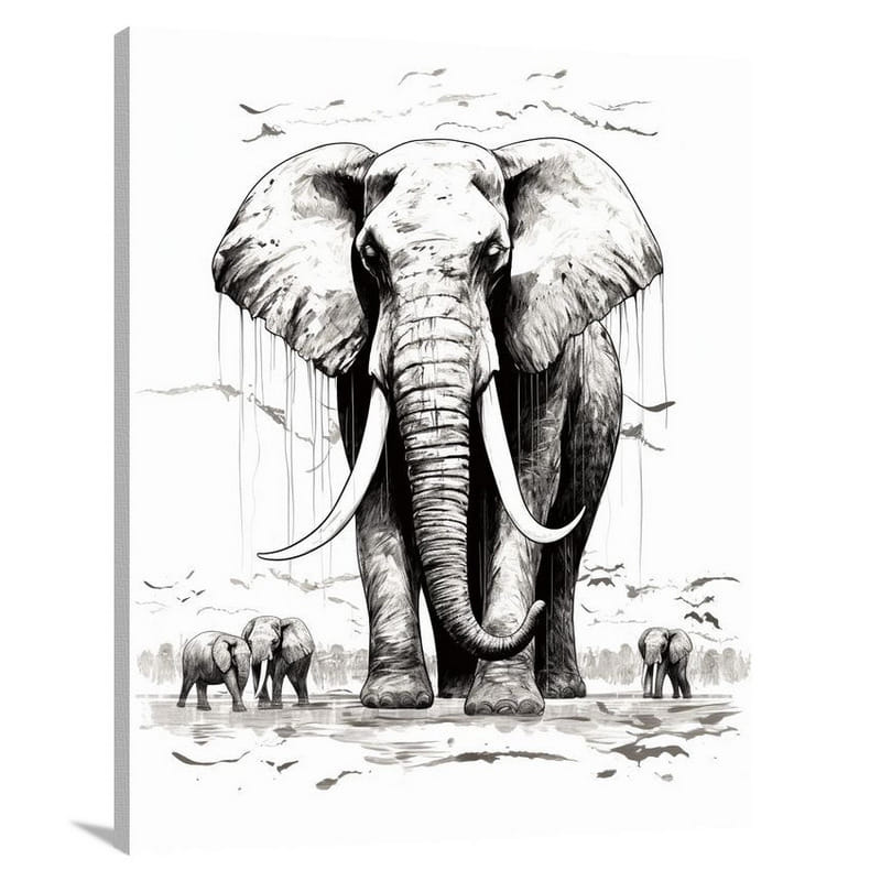 Mammoth Whispers - Black And White - Canvas Print