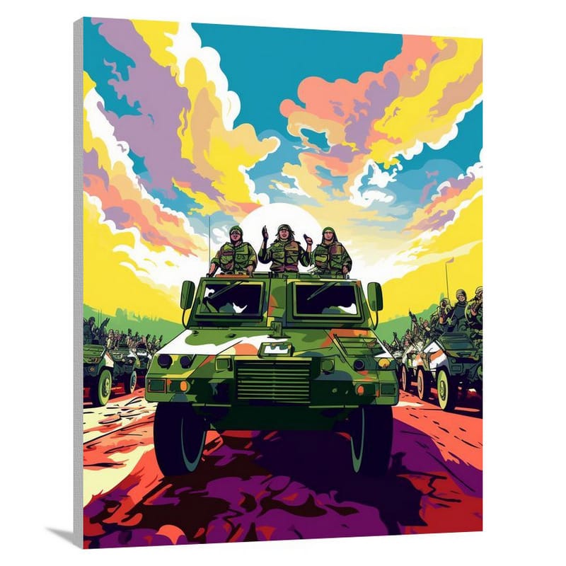 March of the Military Vehicle - Pop Art - Canvas Print