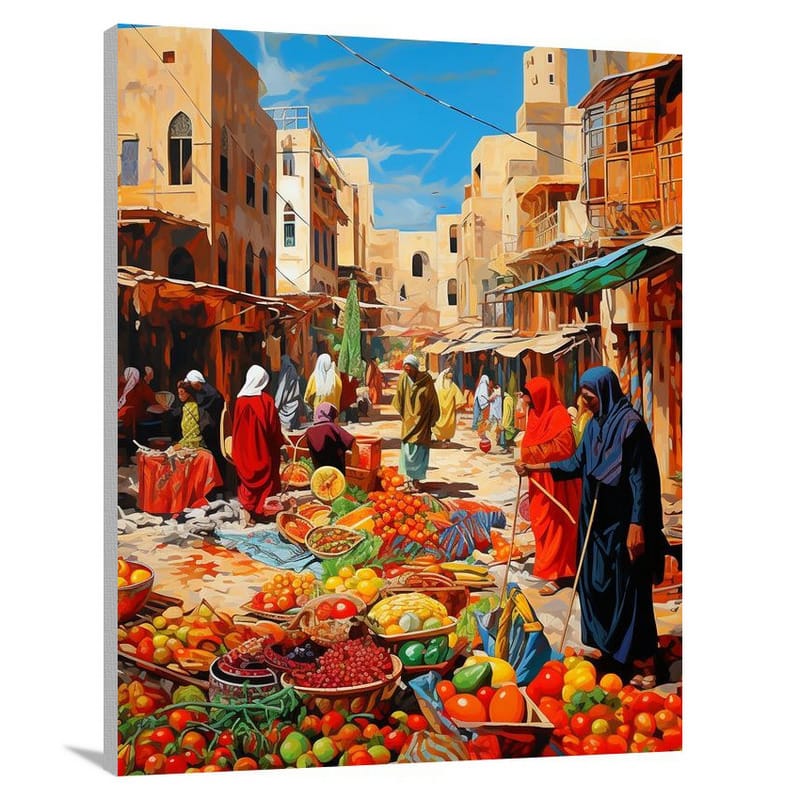 Market Melange: Afghanistan's Vibrant Bazaars - Canvas Print