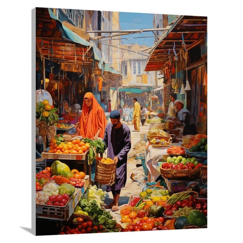 Market Melodies: Afghanistan's Vibrant Bazaars - Canvas Print