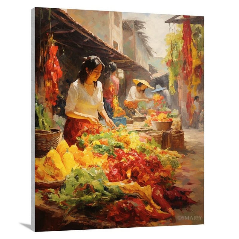 Market Melodies: Celebrating Mexican Culture - Canvas Print