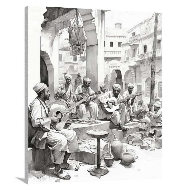 Marrakesh Melodies - Black And White 2 - Canvas Print