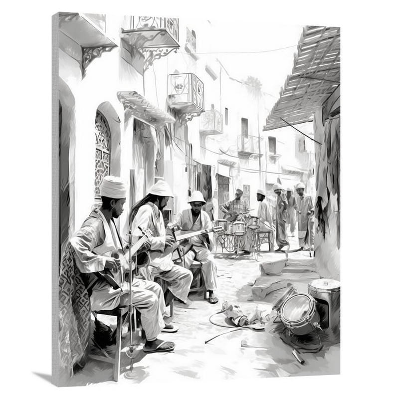 Marrakesh Melodies - Black And White - Canvas Print