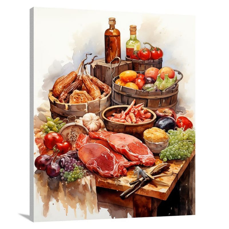 Meat Feast - Watercolor - Canvas Print