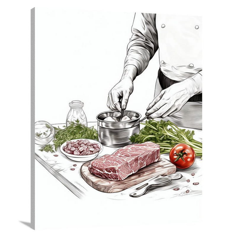 Meat Melodies - Black And White - Canvas Print