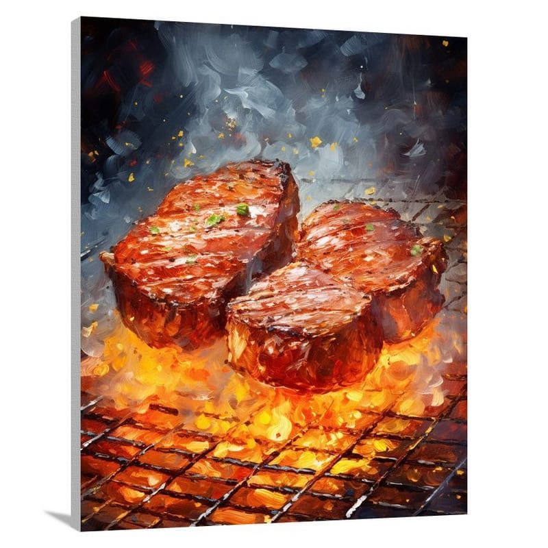 Meat on Fire - Impressionist - Canvas Print